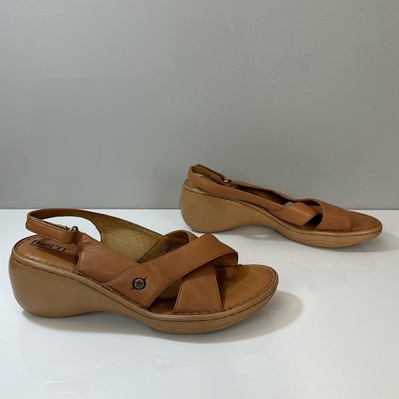Born Brown Leather Slingback Sandals Size 9 - Picture 2 of 16